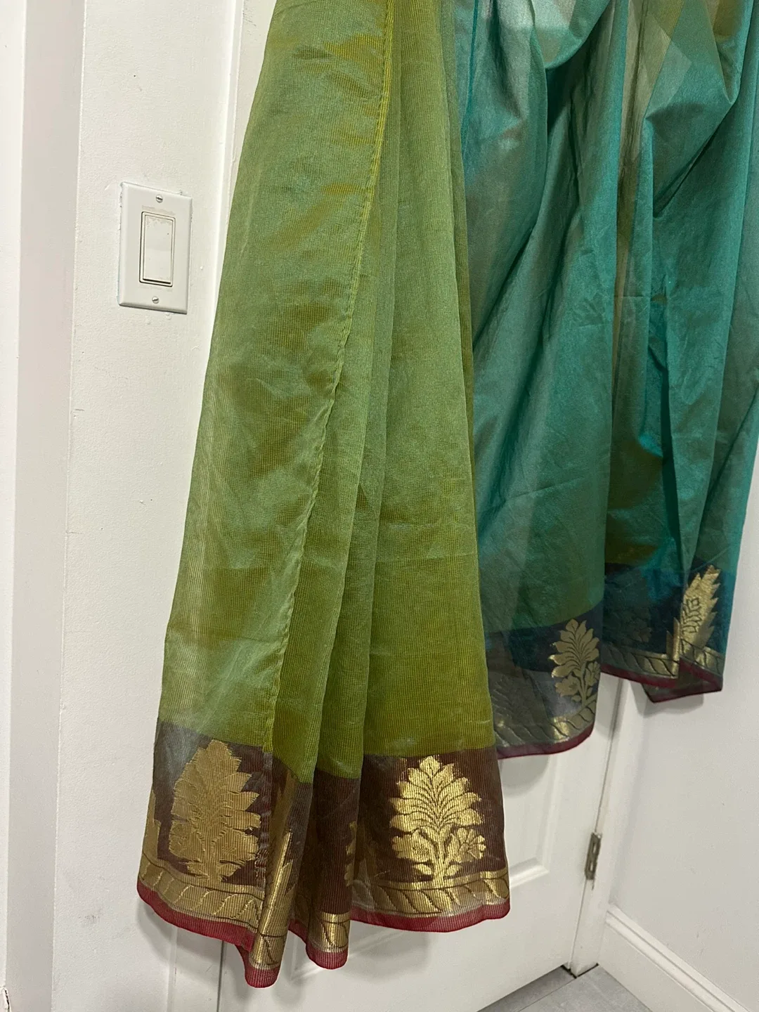 Green & Teal Saree with Gold Detail image indicator(5)
