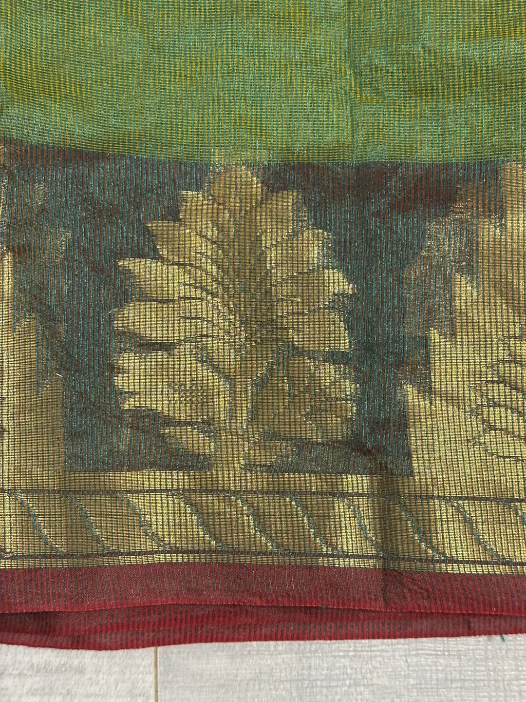 Green & Teal Saree with Gold Detail image indicator(8)