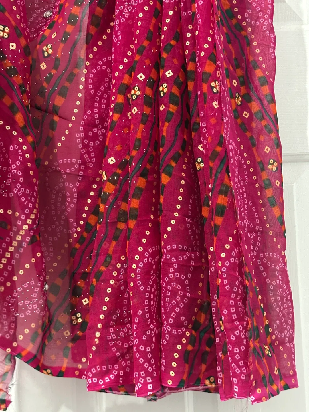 Pink Bandhani Saree with Blouse thumbnail