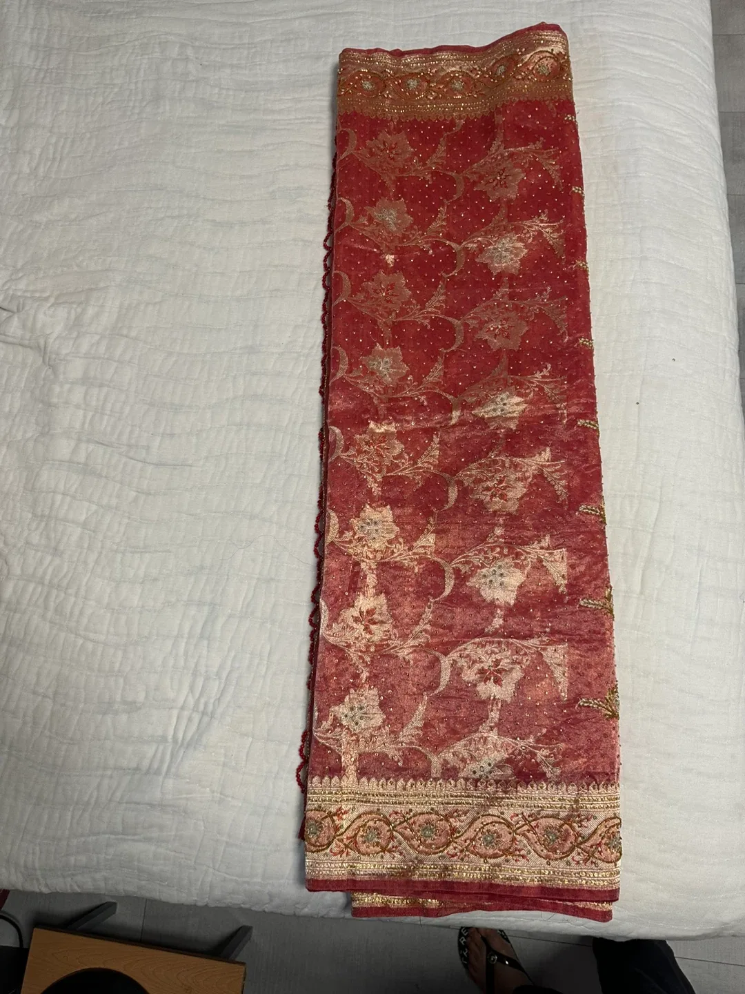Red & Gold Embroidered Sari image indicator(6)