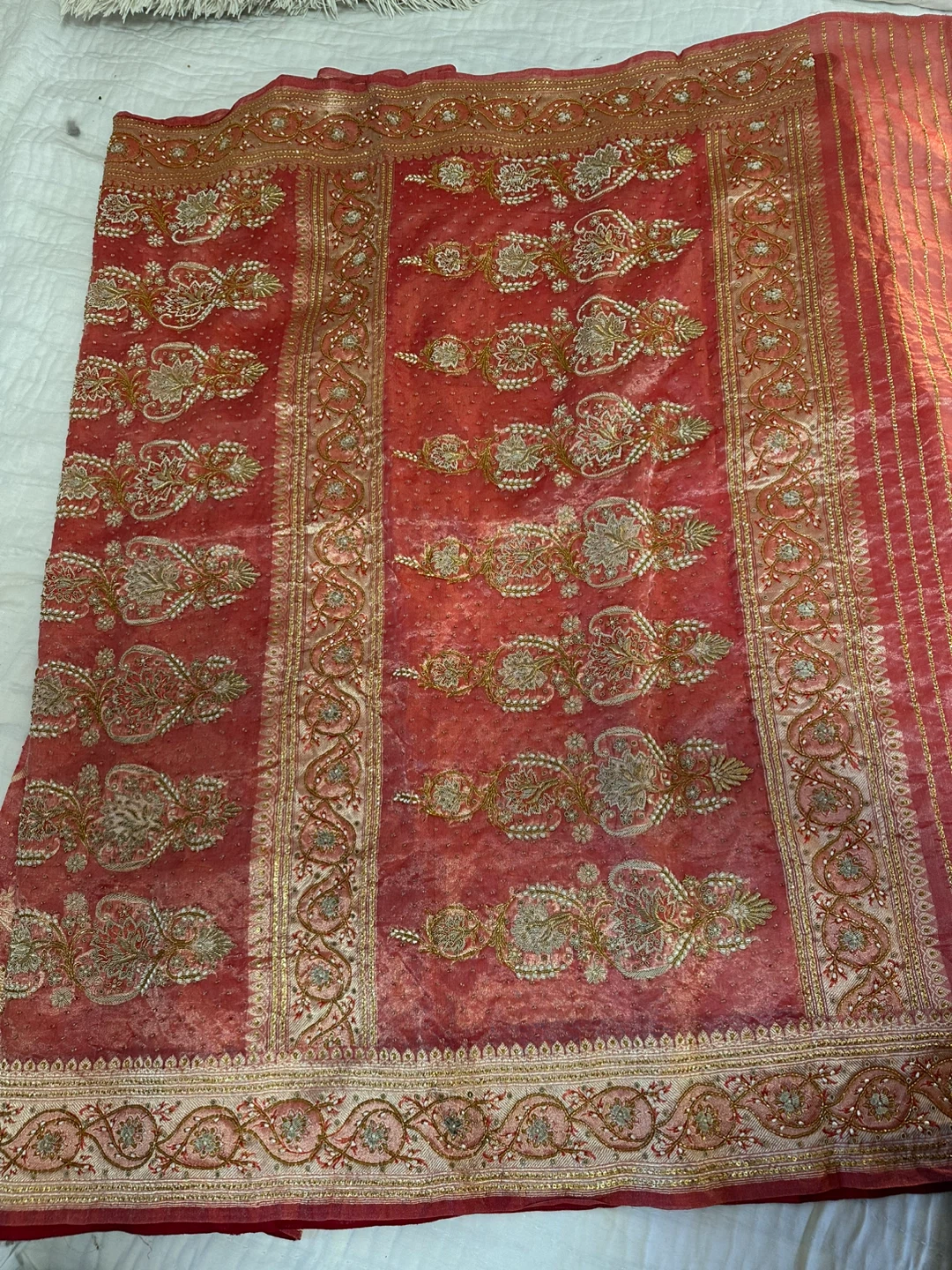 Red & Gold Embroidered Sari - photo 2