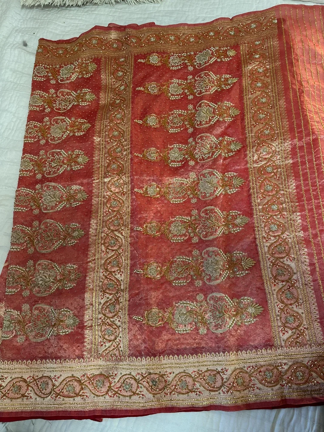 Red & Gold Embroidered Sari image indicator(2)