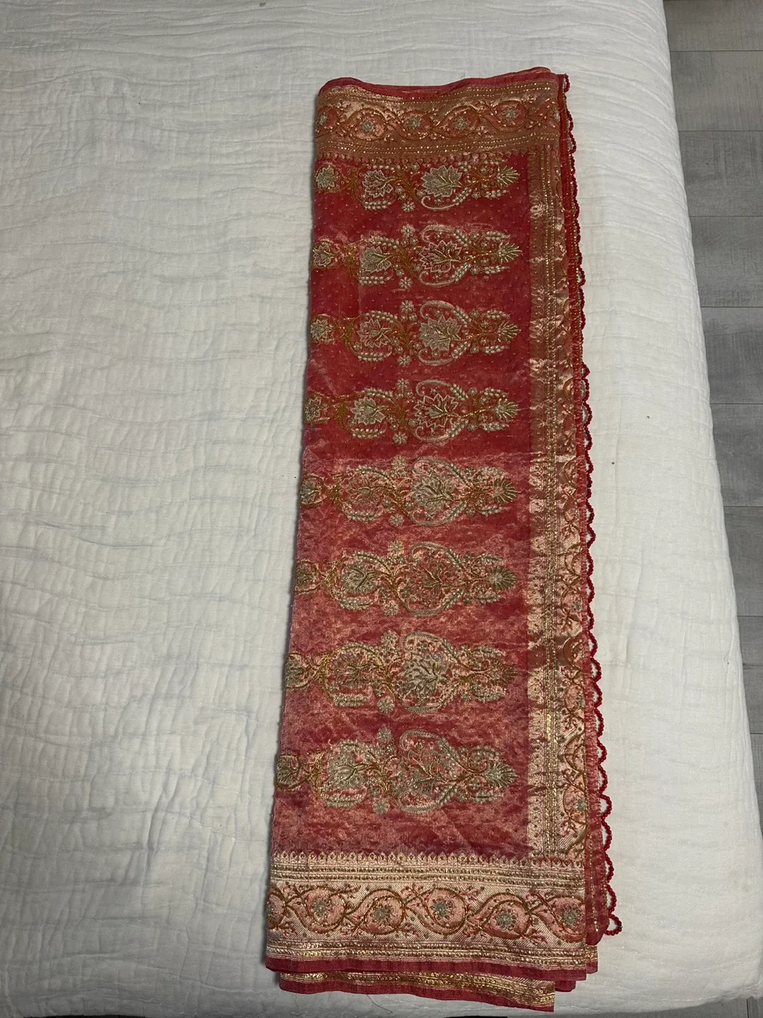 Red & Gold Embroidered Sari image indicator(7)