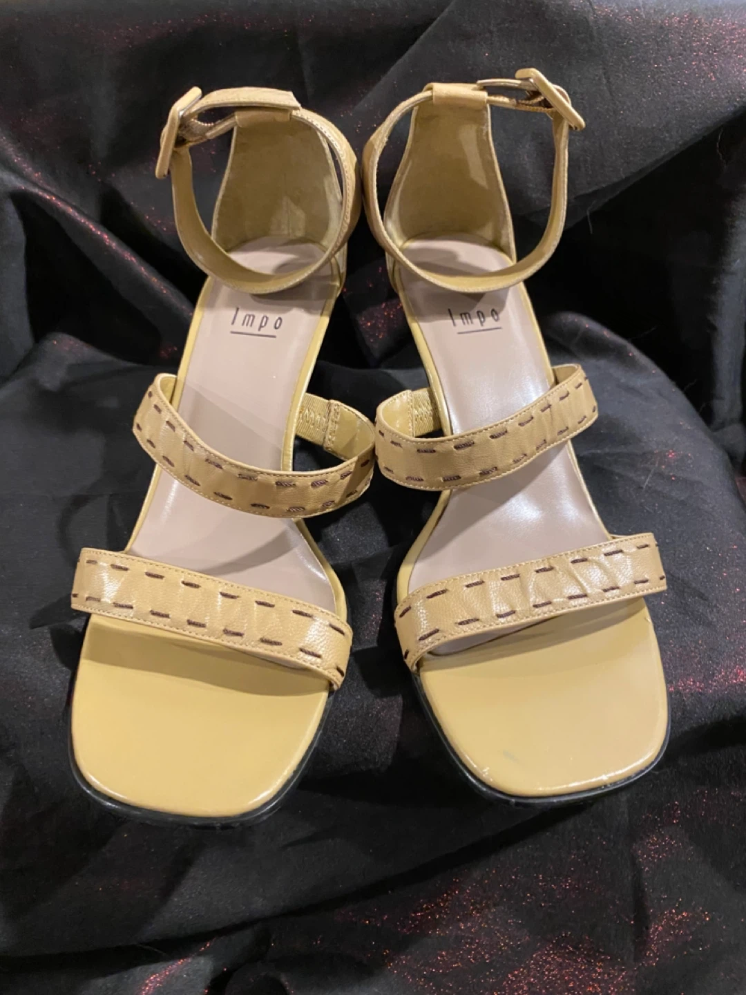 Impo Beige Leather Heeled Sandals - Size 8.5