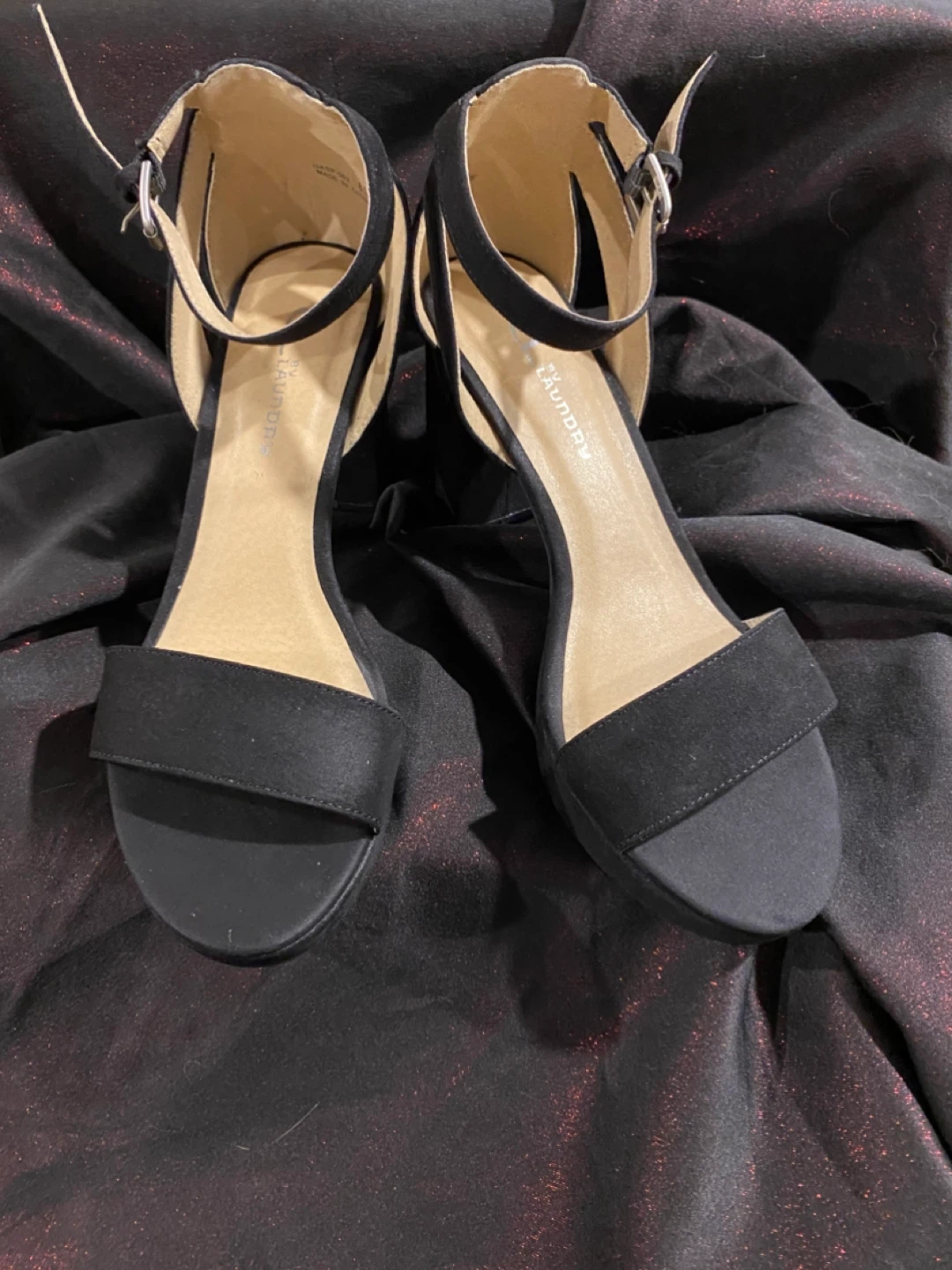 C Laundry Black  Suede Sandals