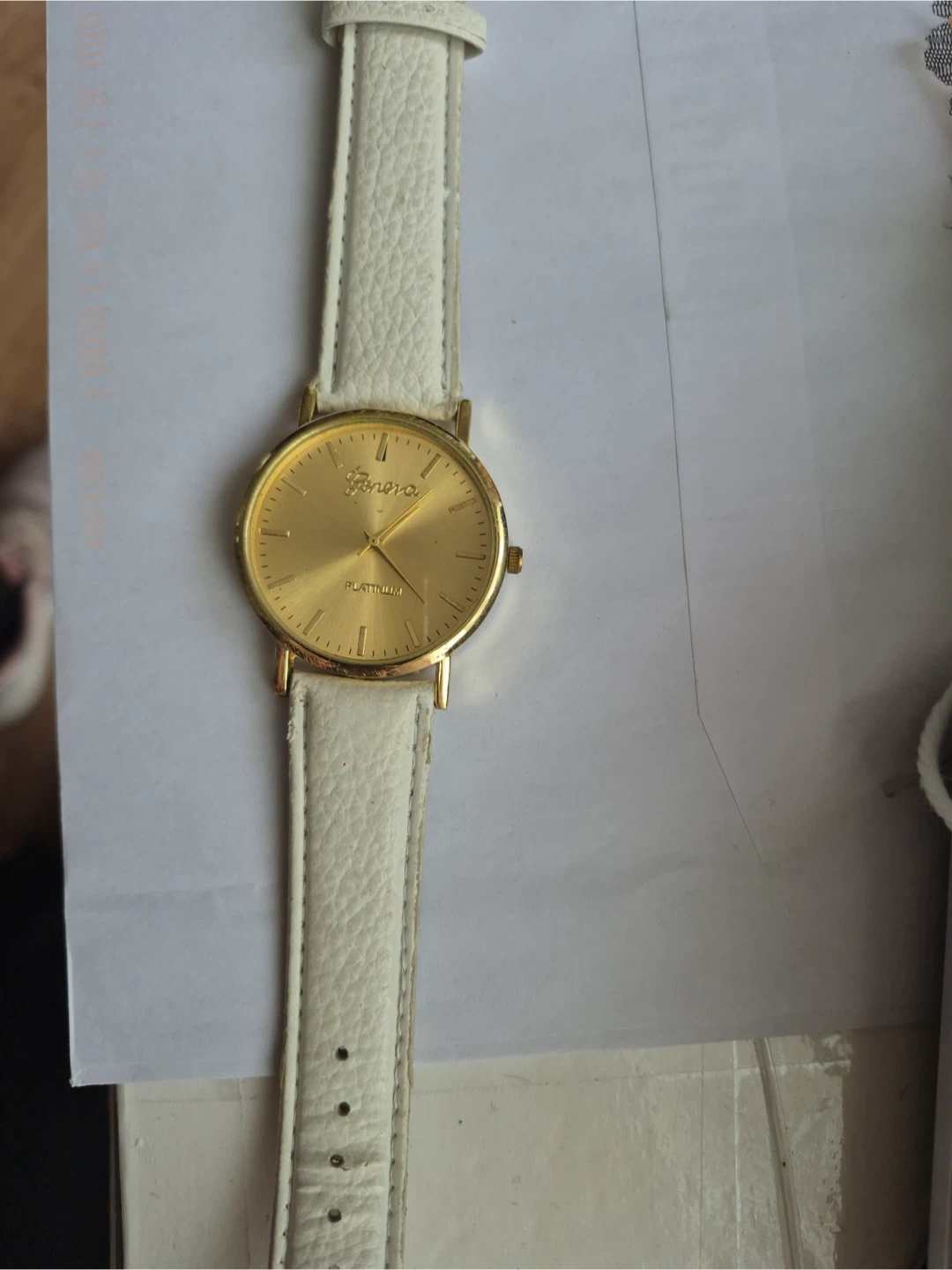 Geneva Platinum Watch - Gold & White