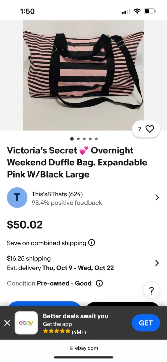 Victoria's Secret Pink Stripe Weekender Bag - photo 2