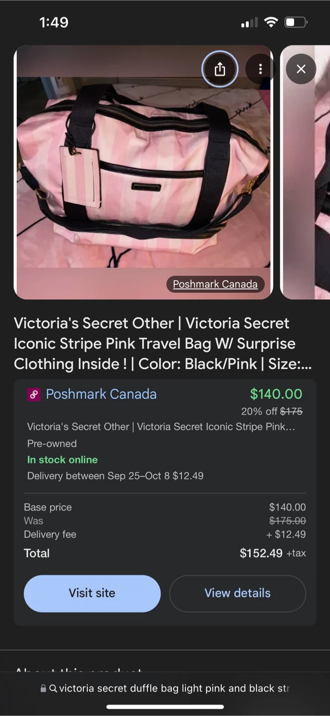 Victoria's Secret Pink Stripe Weekender Bag - photo 3