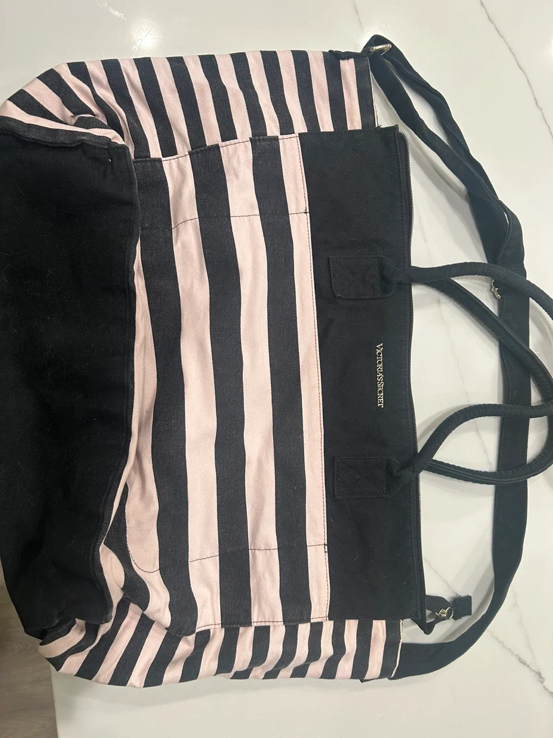 Victoria's Secret Pink Stripe Weekender Bag thumbnail