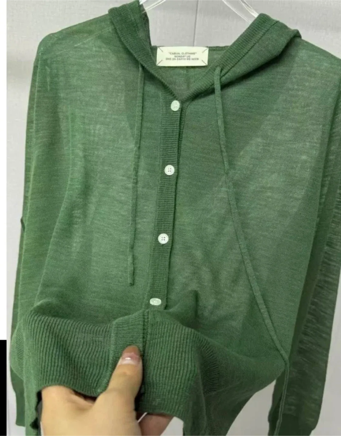 Olive Green Hoodie Cardigan thumbnail