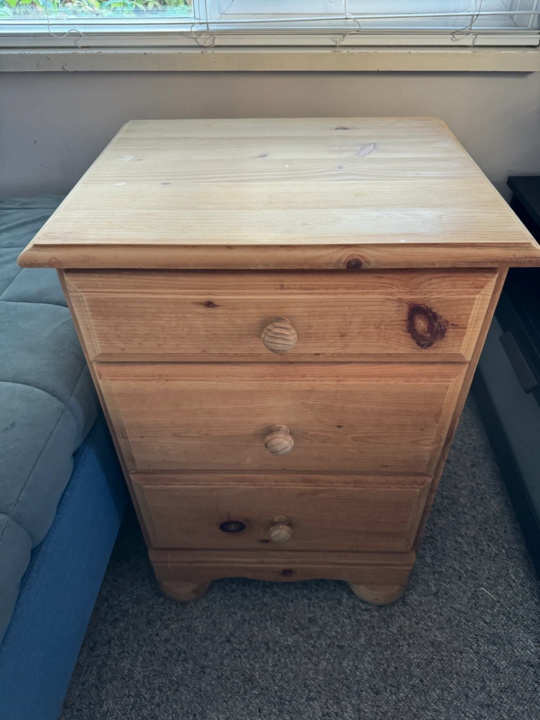 Wooden 3-Drawer Bedside Table