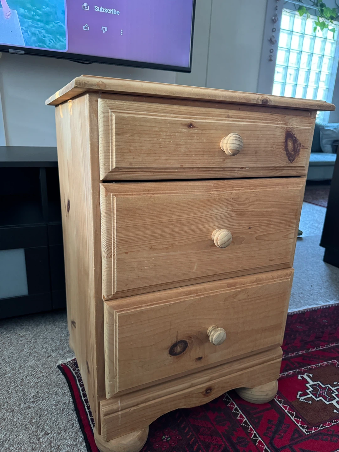 Wooden 3-Drawer Bedside Table - photo 4