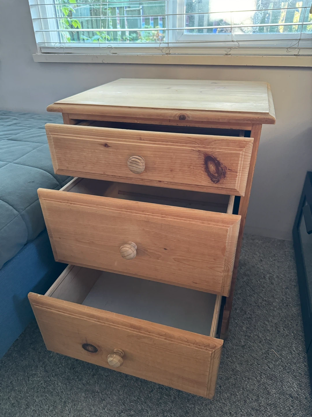 Wooden 3-Drawer Bedside Table - photo 2