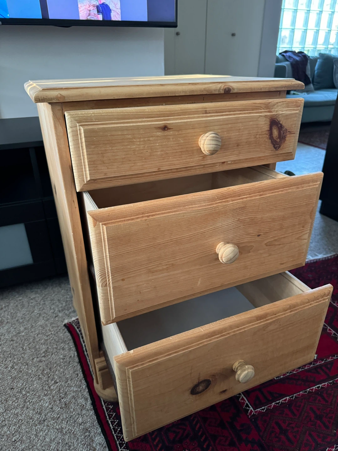 Wooden 3-Drawer Bedside Table - photo 3
