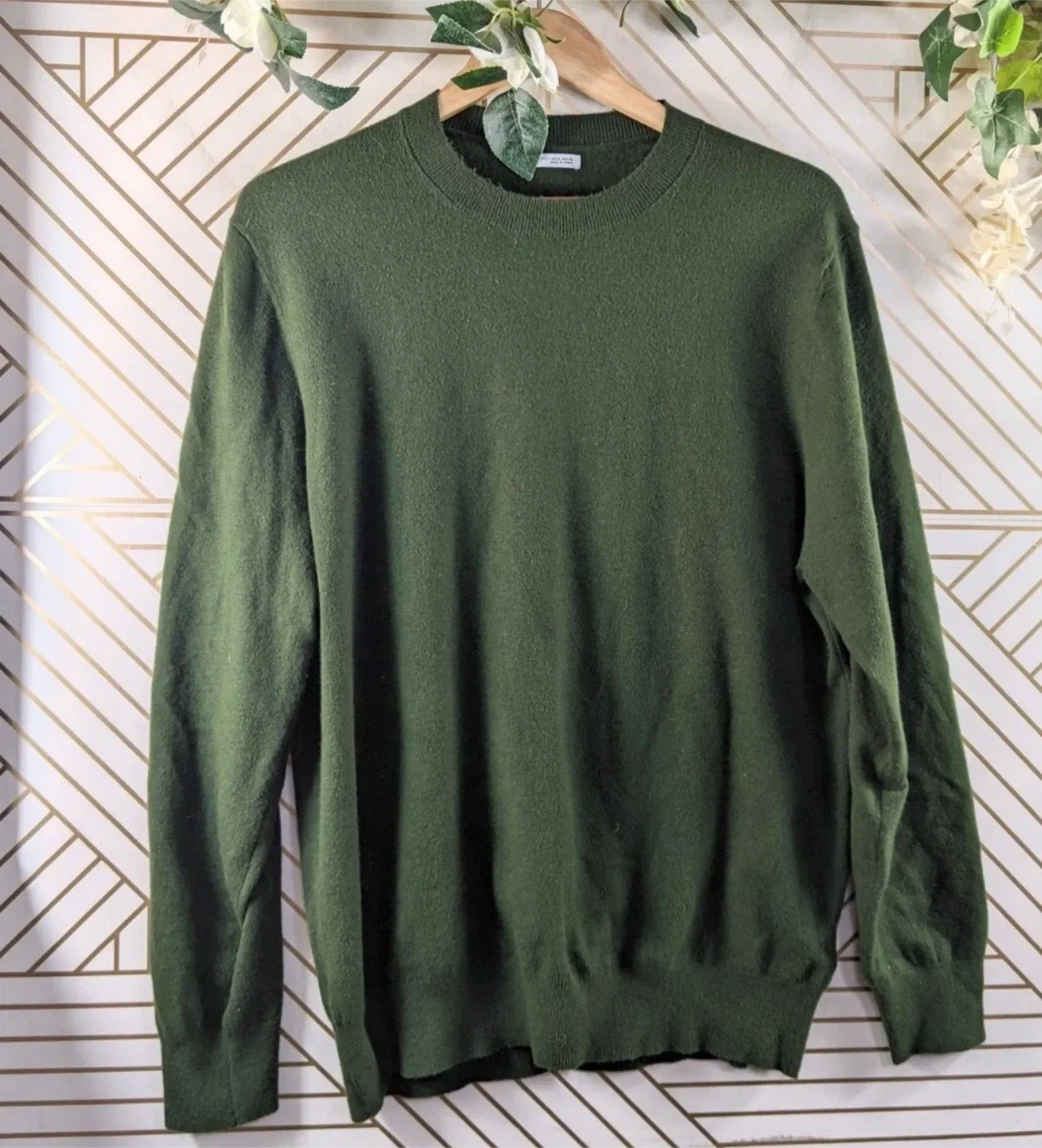 Zara Olive Green Knit Sweater - Size Large thumbnail