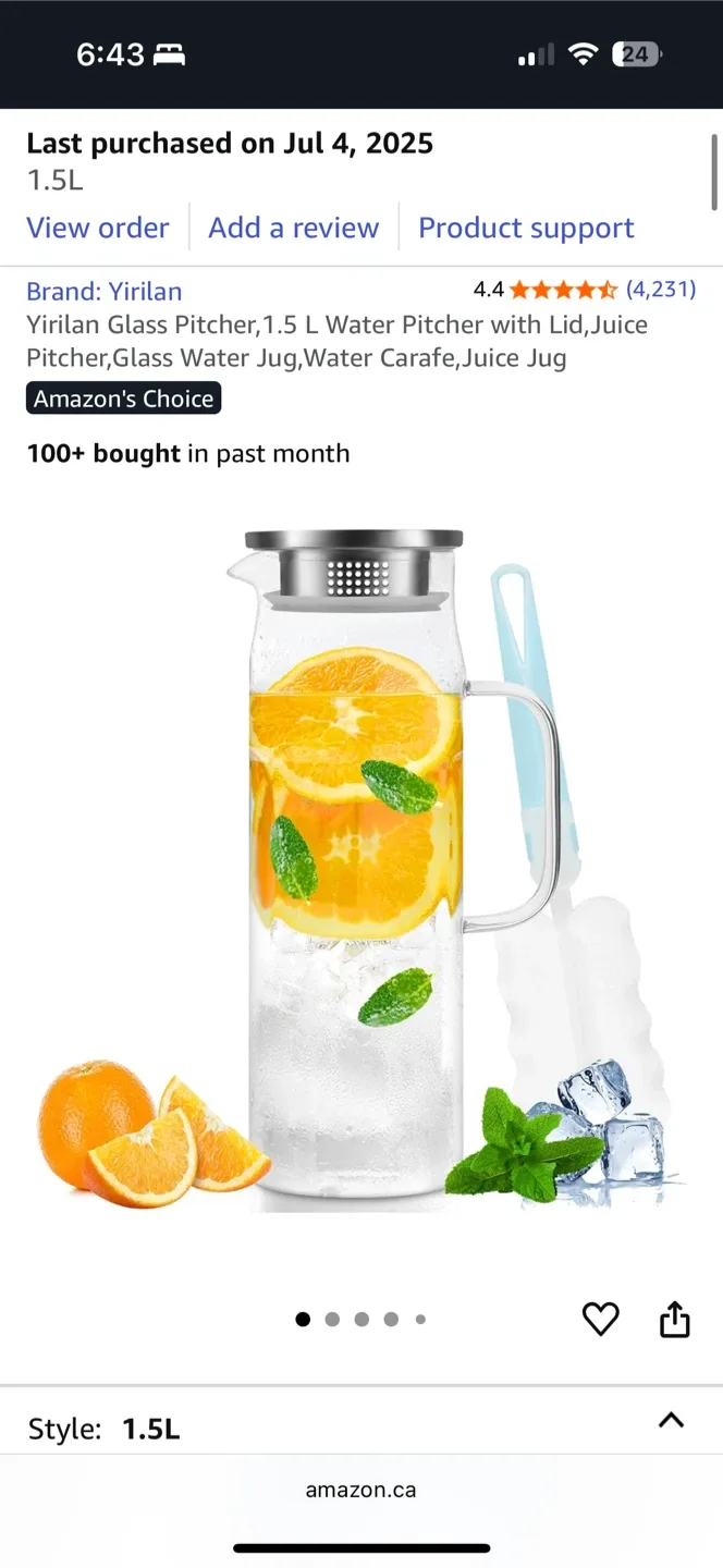 1.5L Glass Pitcher for Water, Tea, Juice - LIKE NEW image indicator(10)