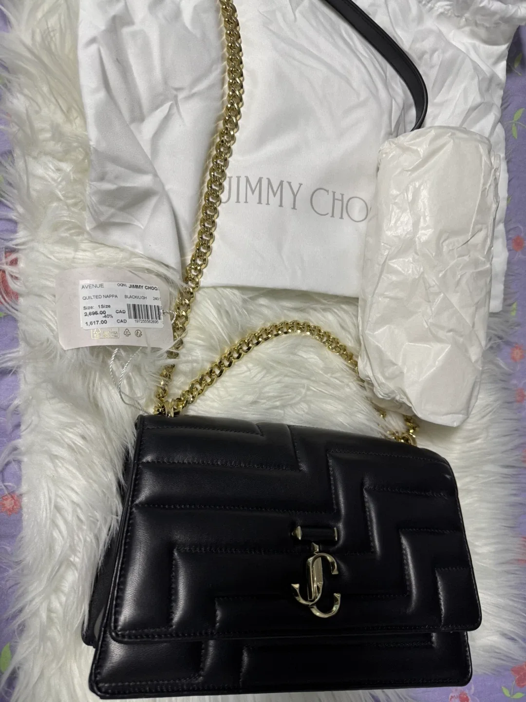 Jimmy Choo Avenue Quilted Nappa Black Bag 100% original thumbnail