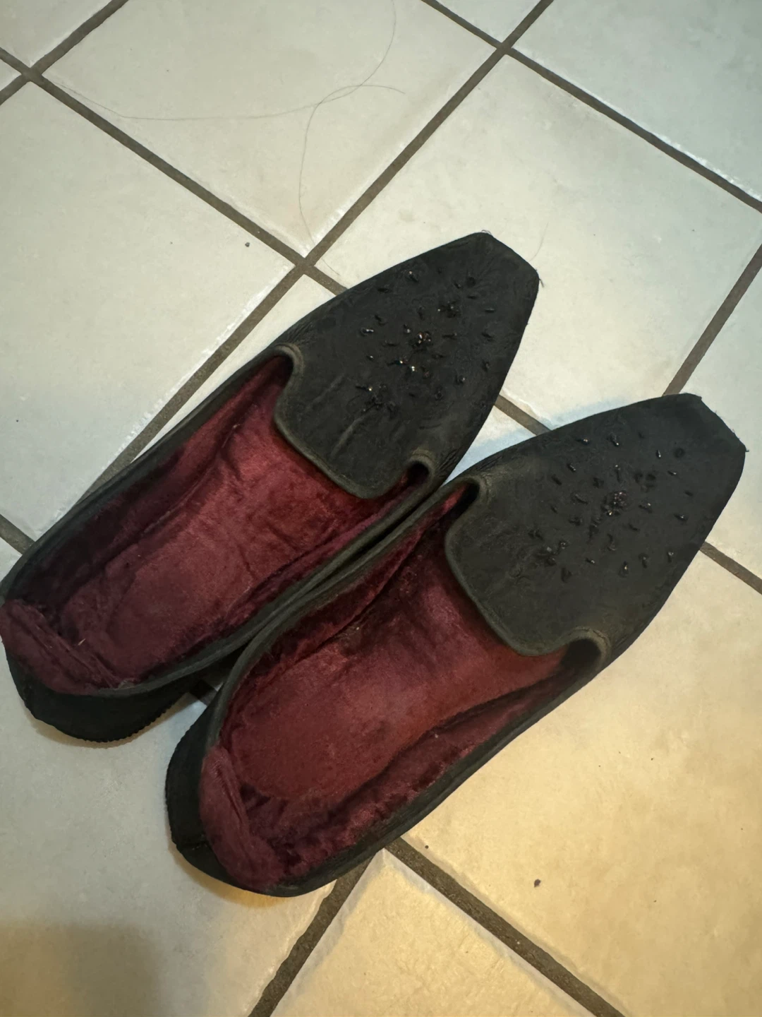 Black Velvet Slip-On Loafers
