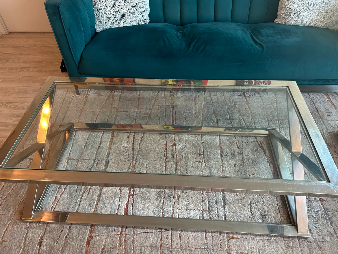 Glass & Metal Coffee Table - photo 3
