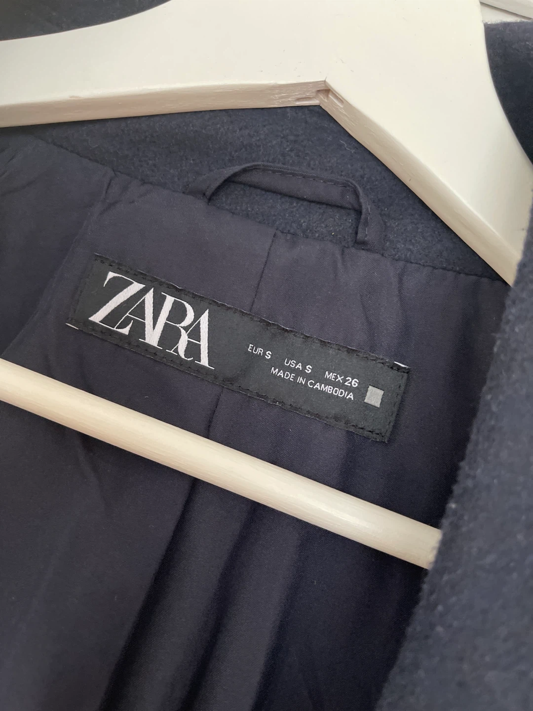 Zara Navy Blue Wool Blend Coat - Size S - photo 2