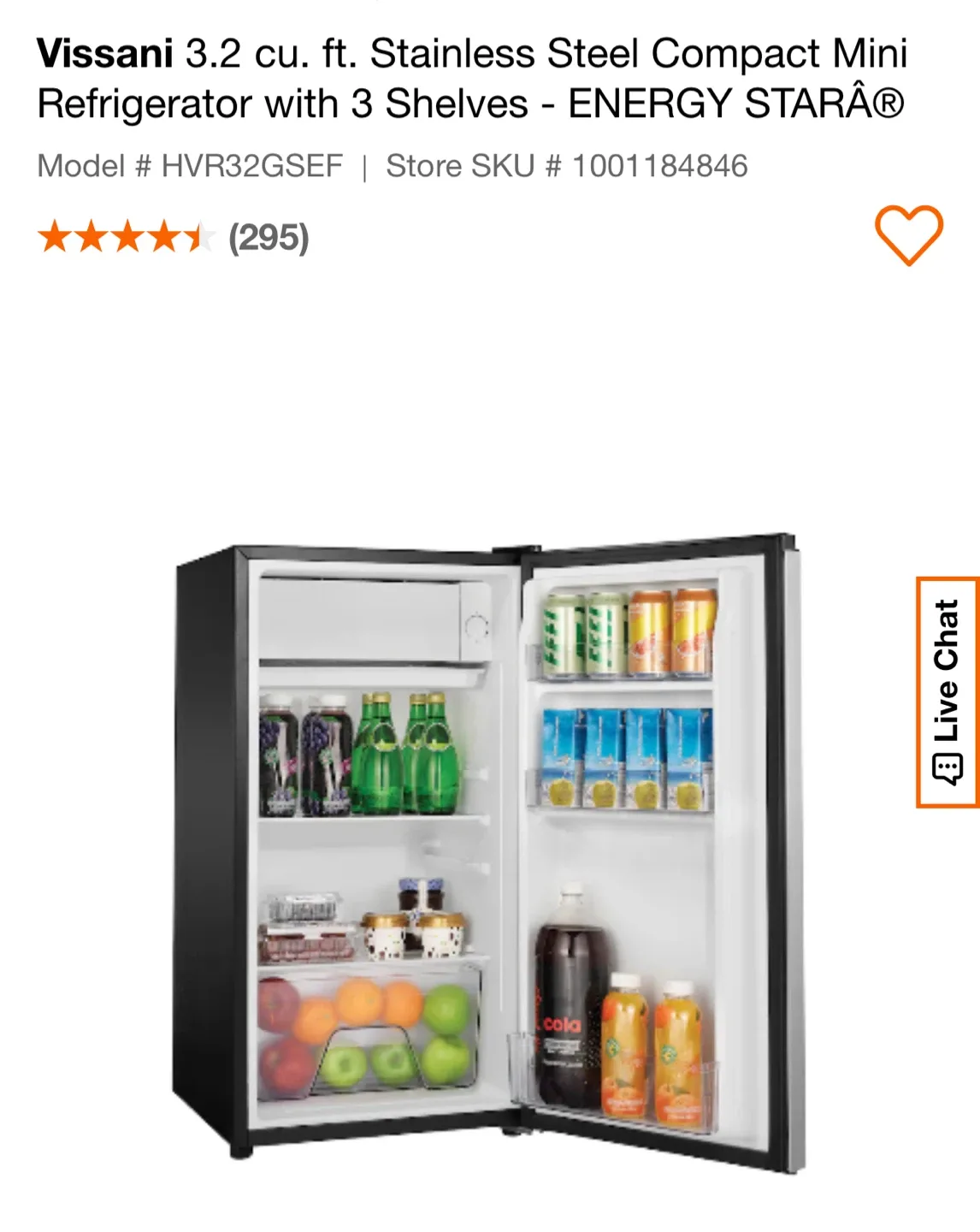 Vissani 3.2 cu. ft. Stainless Steel Mini Fridge image indicator(2)