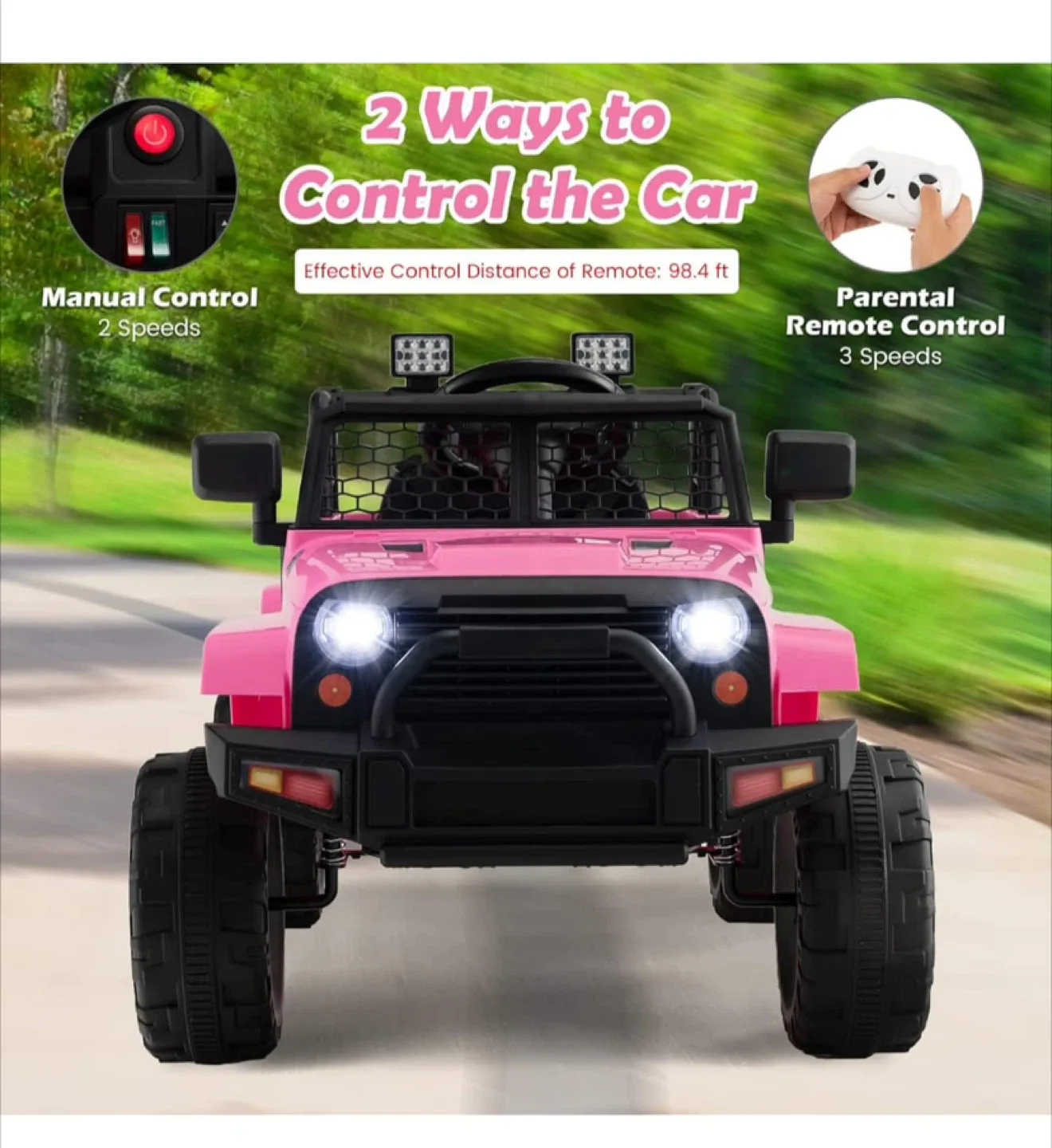Pink Kids Ride On Jeep Car image indicator(6)