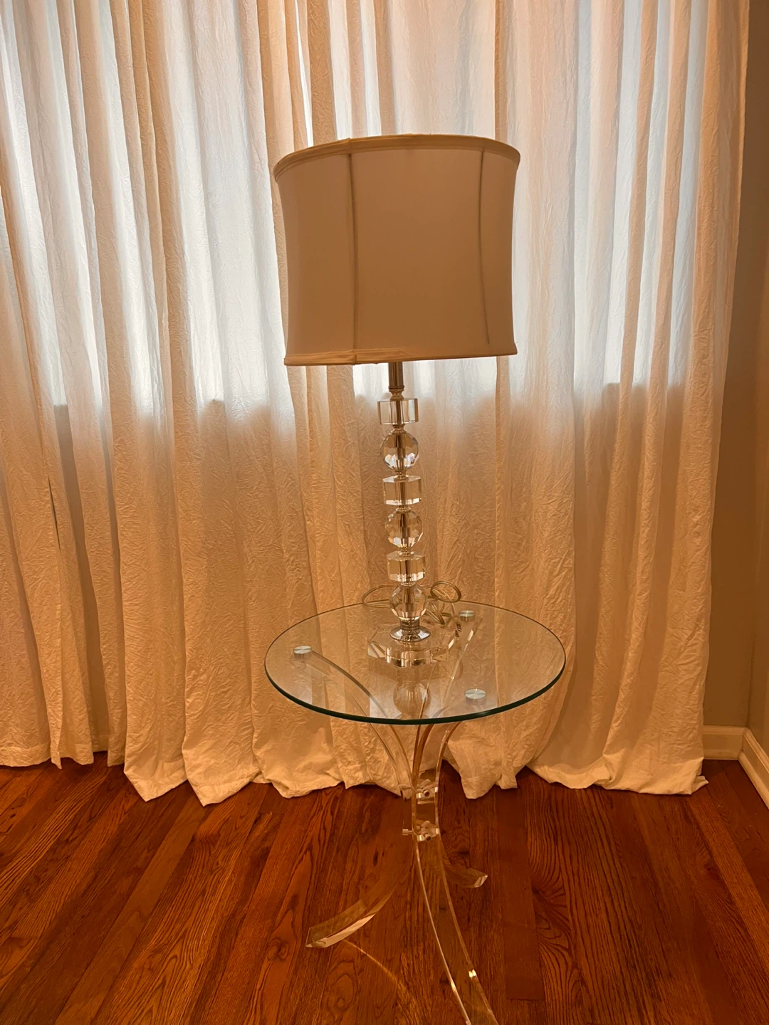 Glass Top Accent Table with Lamp