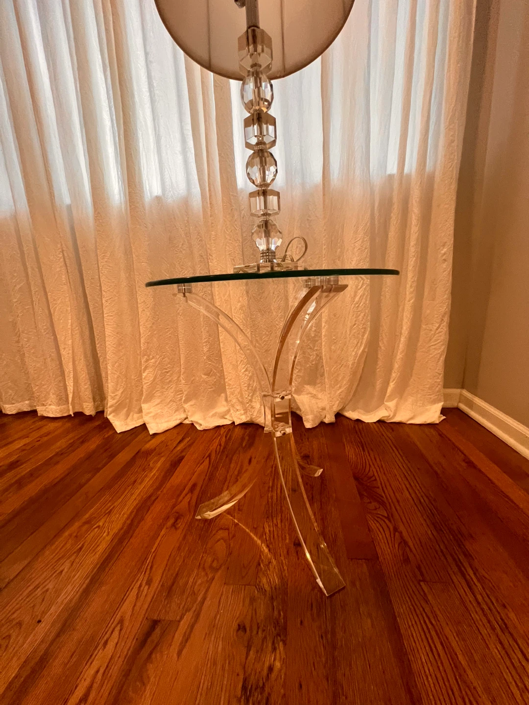 Glass Top Accent Table with Lamp - photo 2
