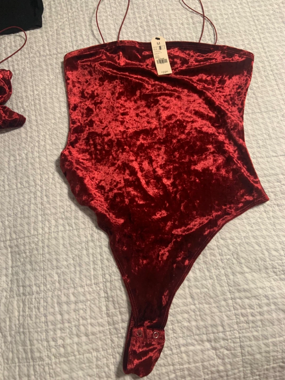 Garage Velvet Tube Top Bodysuit - Cabernet, Size M - photo 3