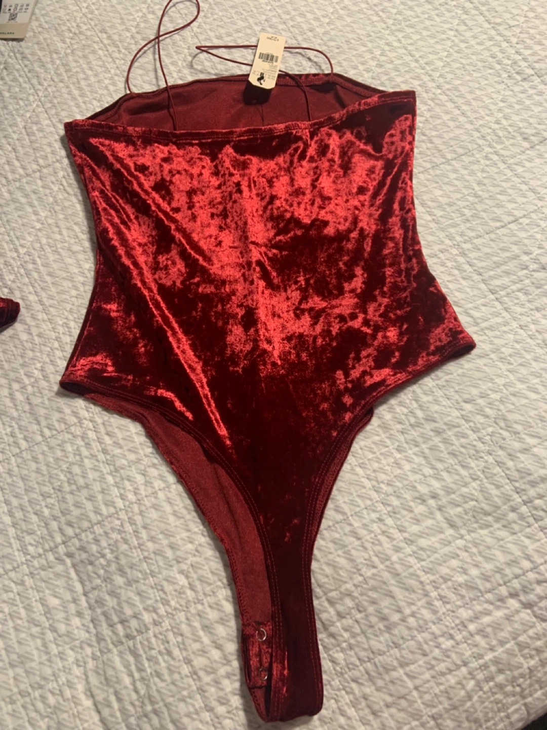 Garage Velvet Tube Top Bodysuit - Cabernet, Size M