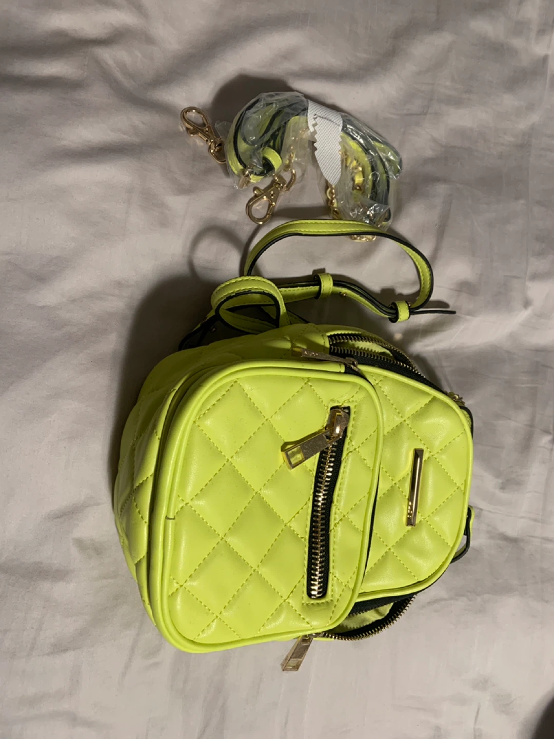 Aldo Quilted Neon Yellow Crossbody Bag