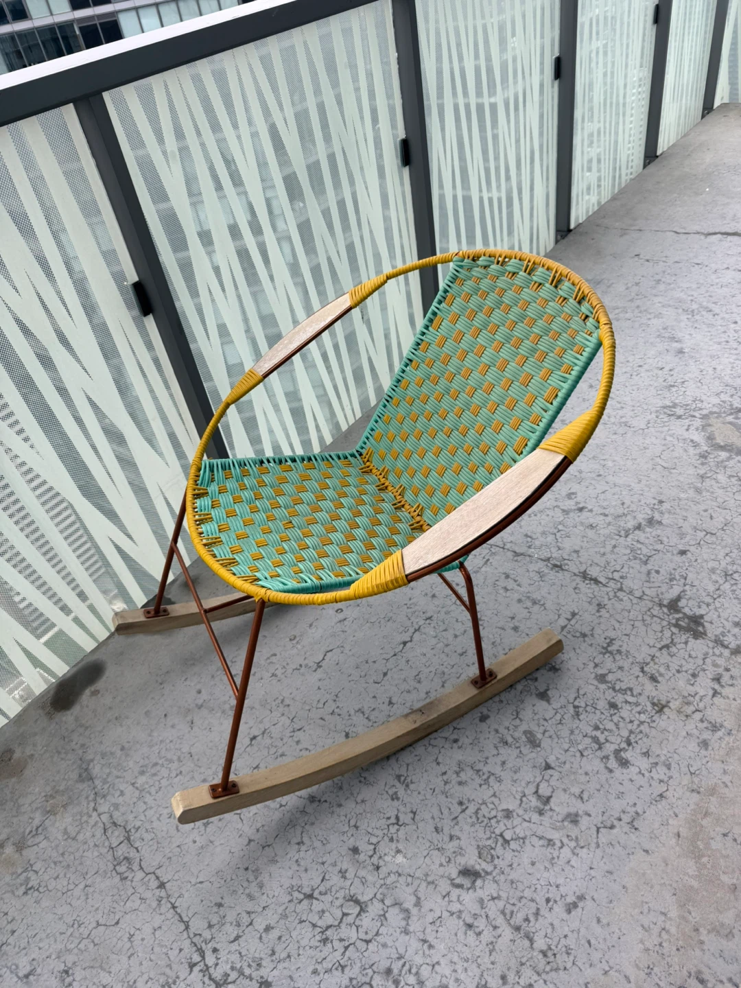 Woven Rocking Chair - Green & Yellow