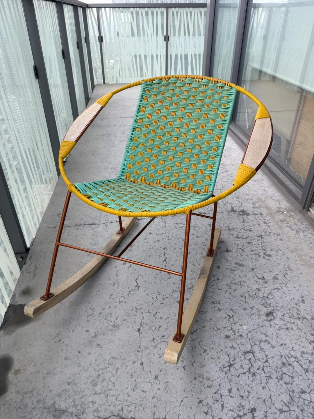 Woven Rocking Chair - Green & Yellow - photo 3