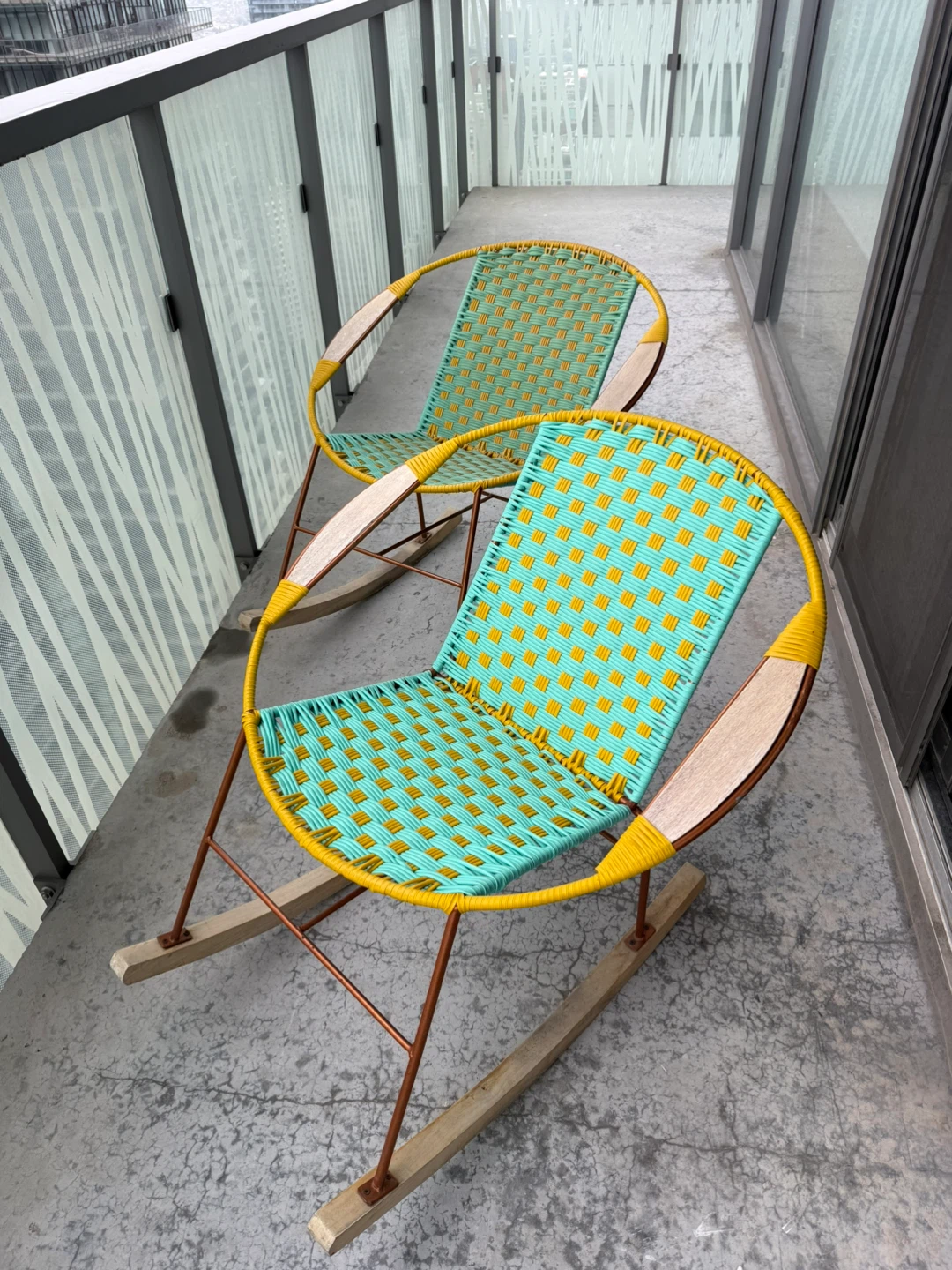 Woven Rocking Chair - Green & Yellow - photo 2