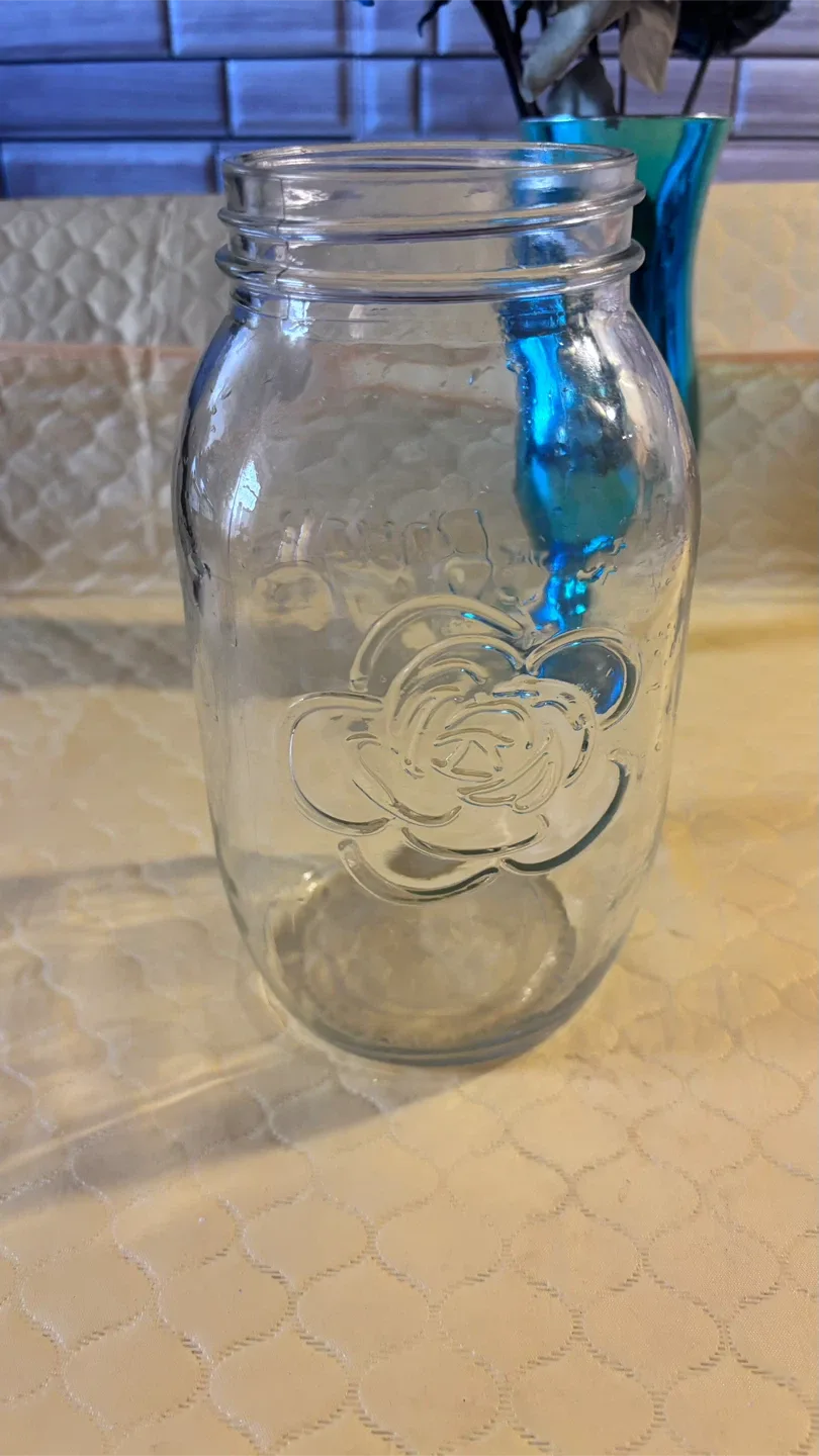 Glass Jar with Rose Design thumbnail