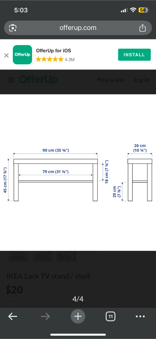 IKEA Lack TV Stand / Shelf - White - photo 4