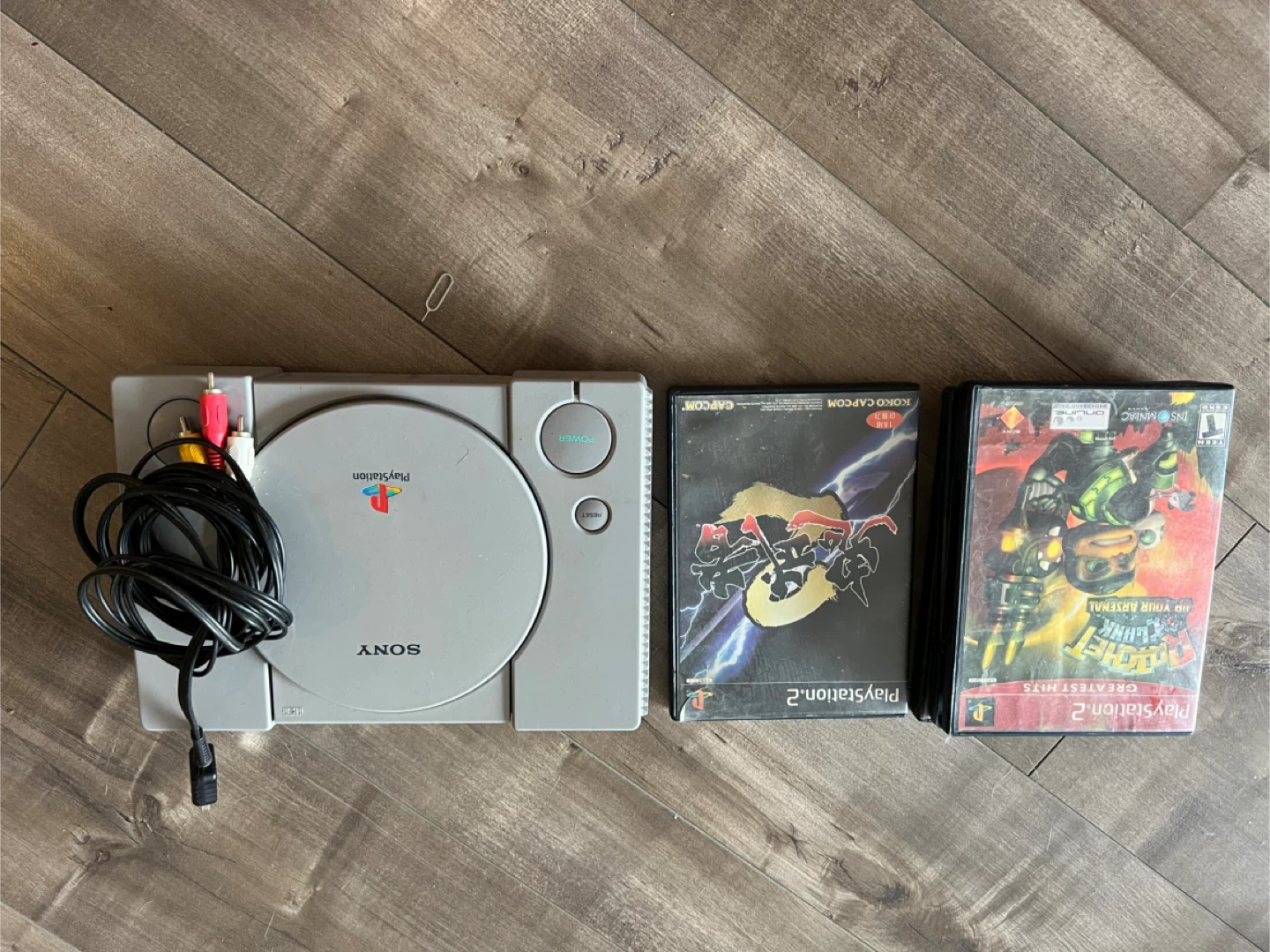 No power cable - PlayStation PS1 Console + PS2 Games