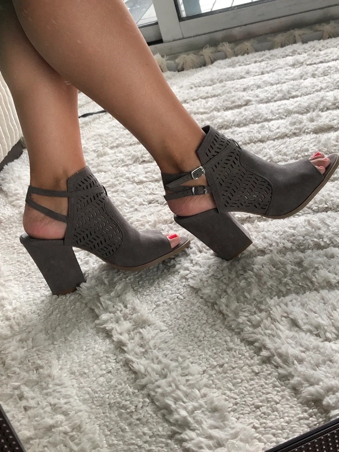 American Eagle Grey Cutout Heels thumbnail