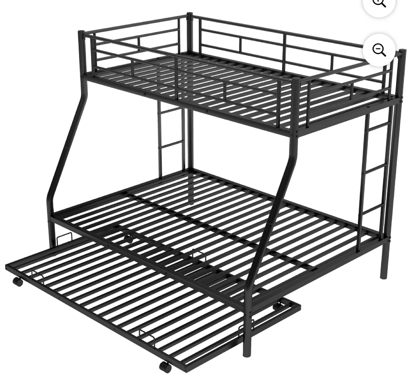 White Metal Bunk Bed with Trundle