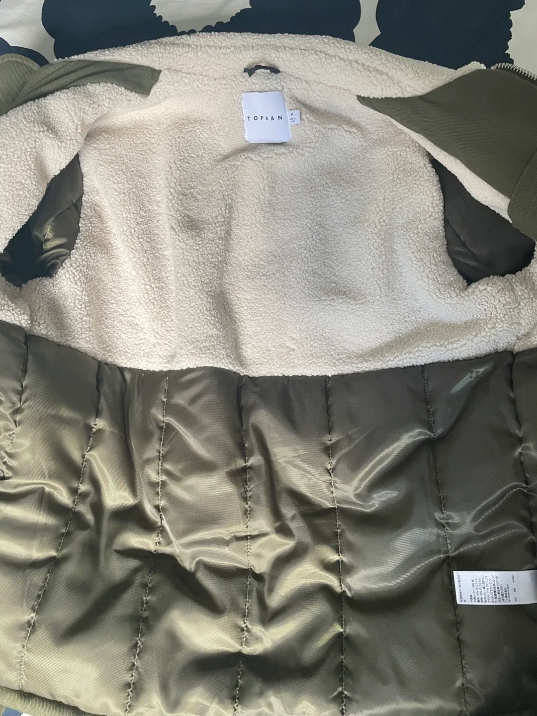 Topman Olive Green Sherpa Collar Jacket - Size M image indicator(4)