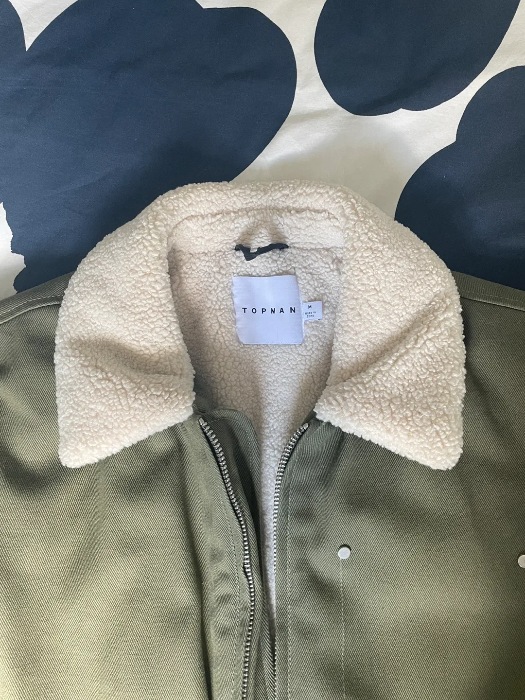 Topman Olive Green Sherpa Collar Jacket - Size M image indicator(3)