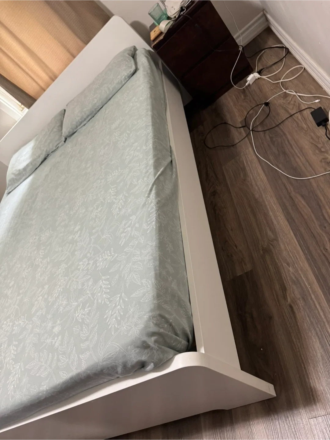 Moving out sale -White Bed Frame with Mattress image indicator(3)