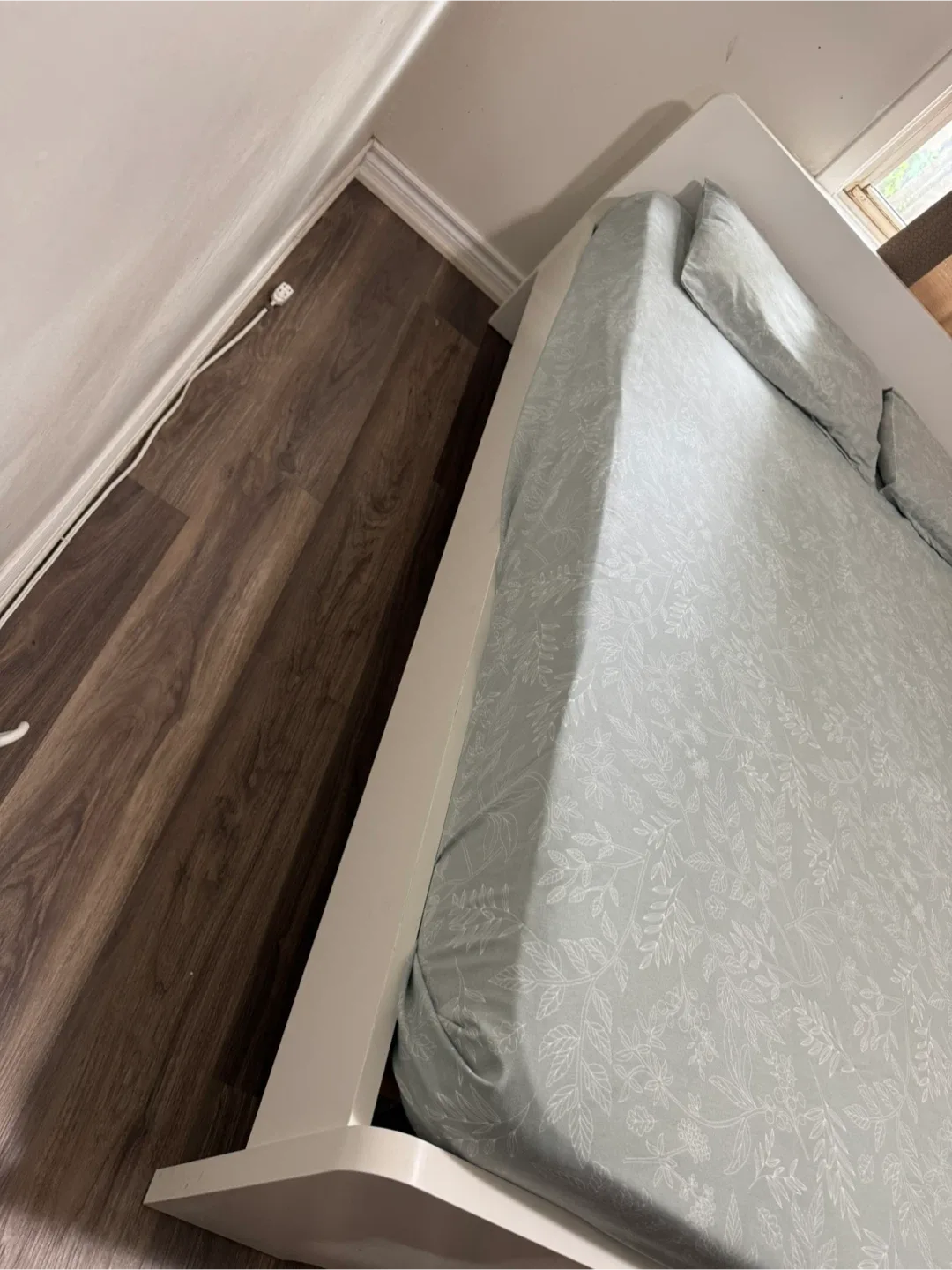 Moving out sale -White Bed Frame with Mattress image indicator(2)