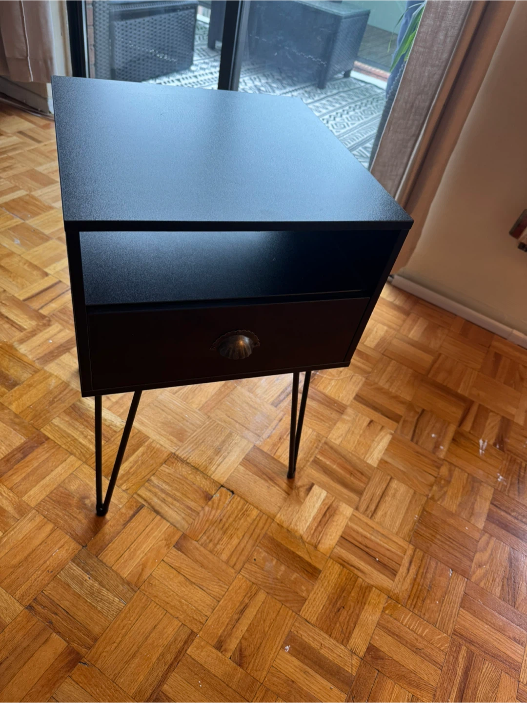 Black Nightstand with Drawer