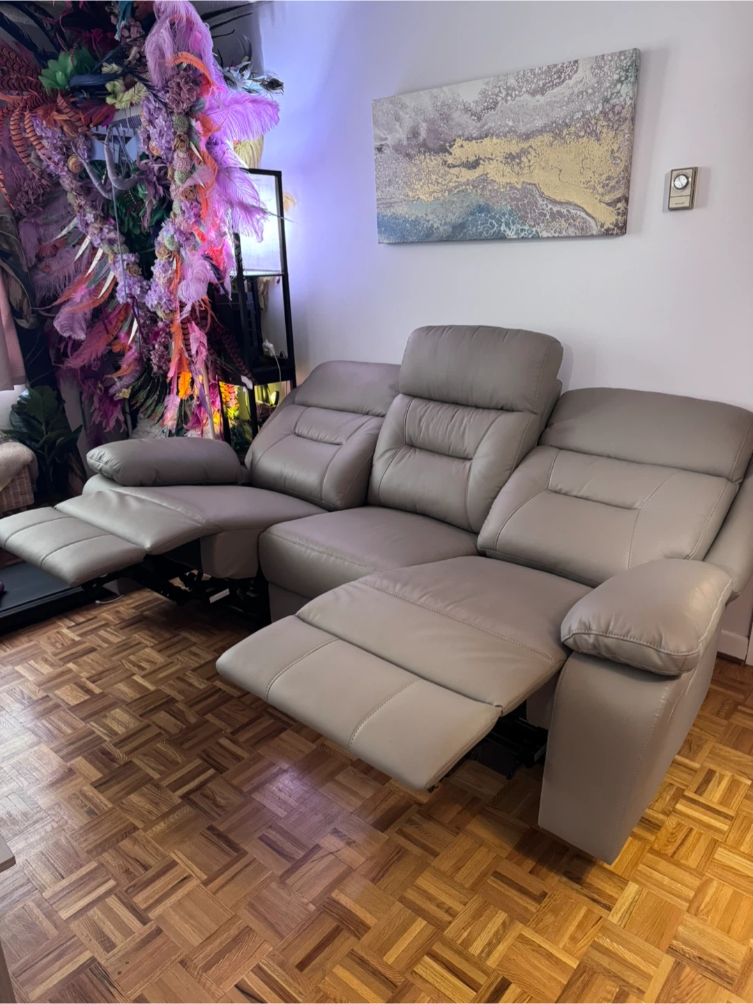 New Leather Reclining Sofa with USB Ports - photo 2