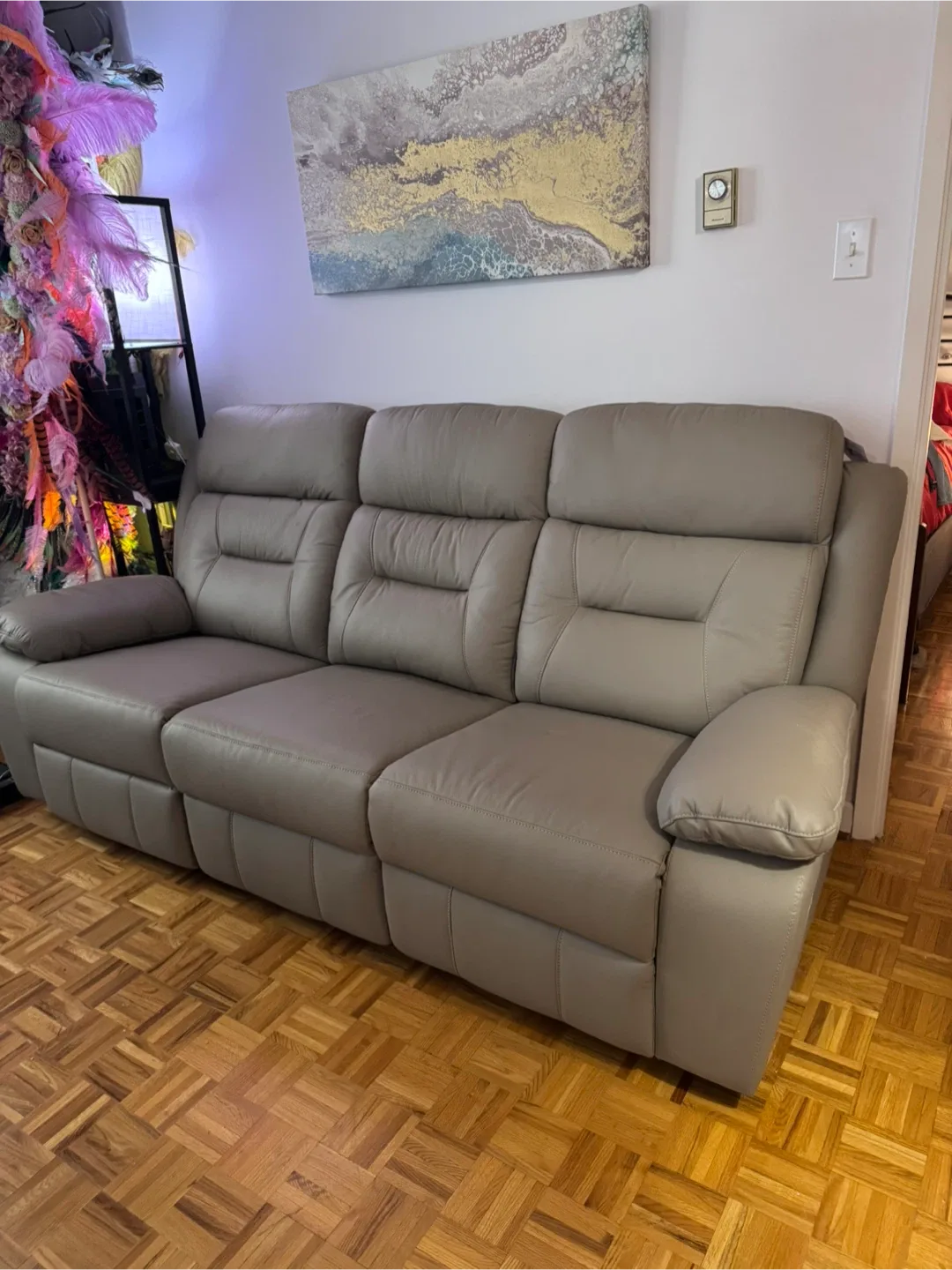 New Leather Reclining Sofa with USB Ports thumbnail