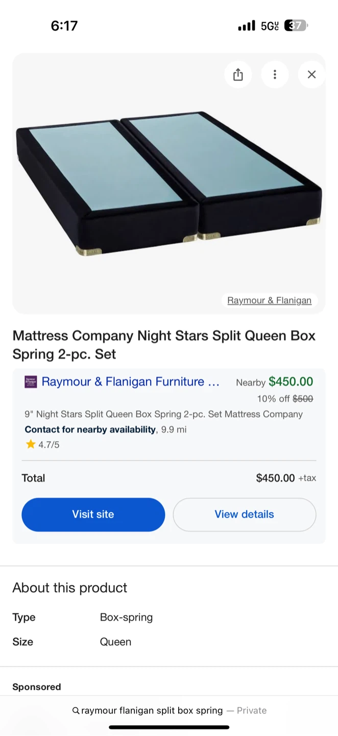 Queens Size Bed with mattress and split boxspring - photo 2