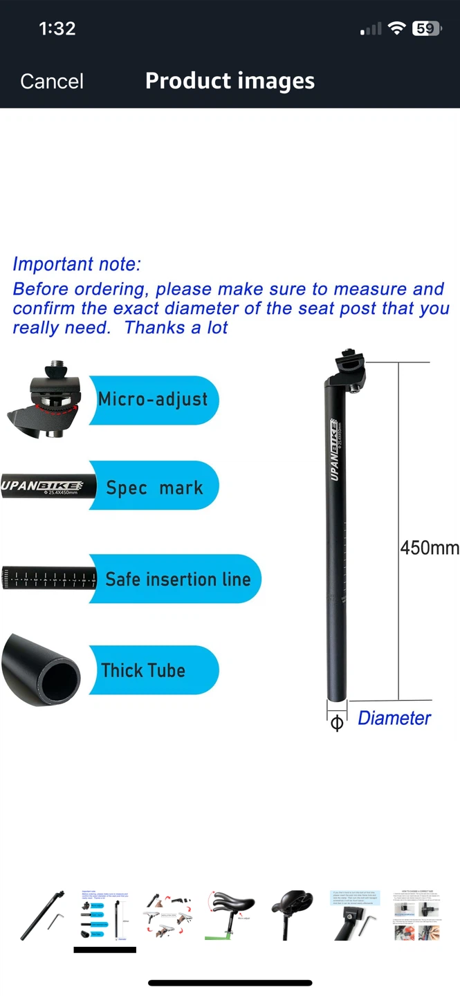 UPANBIKE Bicycle Seat Post with Micro Adjust (Brand New) - photo 2