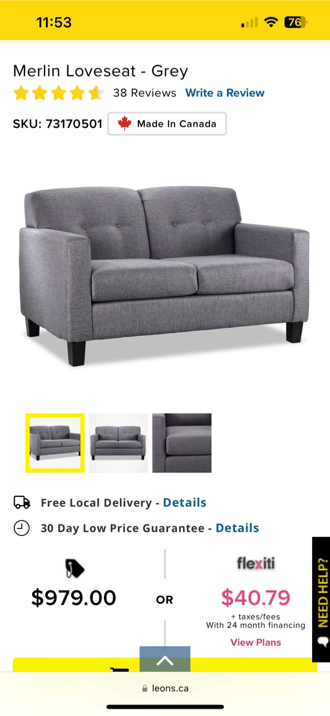 Merlin Loveseat - Grey - photo 5