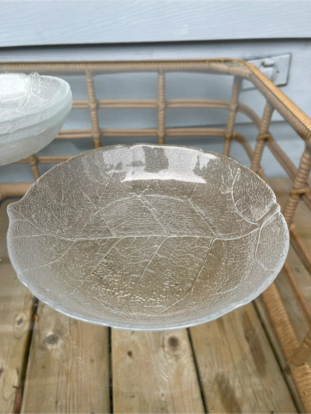 Set of 4 Leaf Embossed Glass Bowls thumbnail